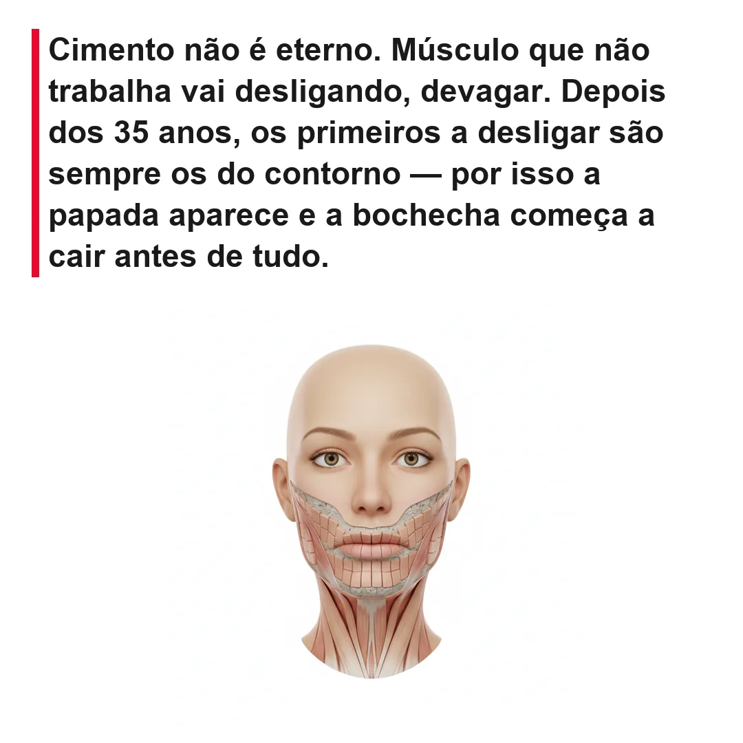 Músculo desliga: papada e bochecha caem